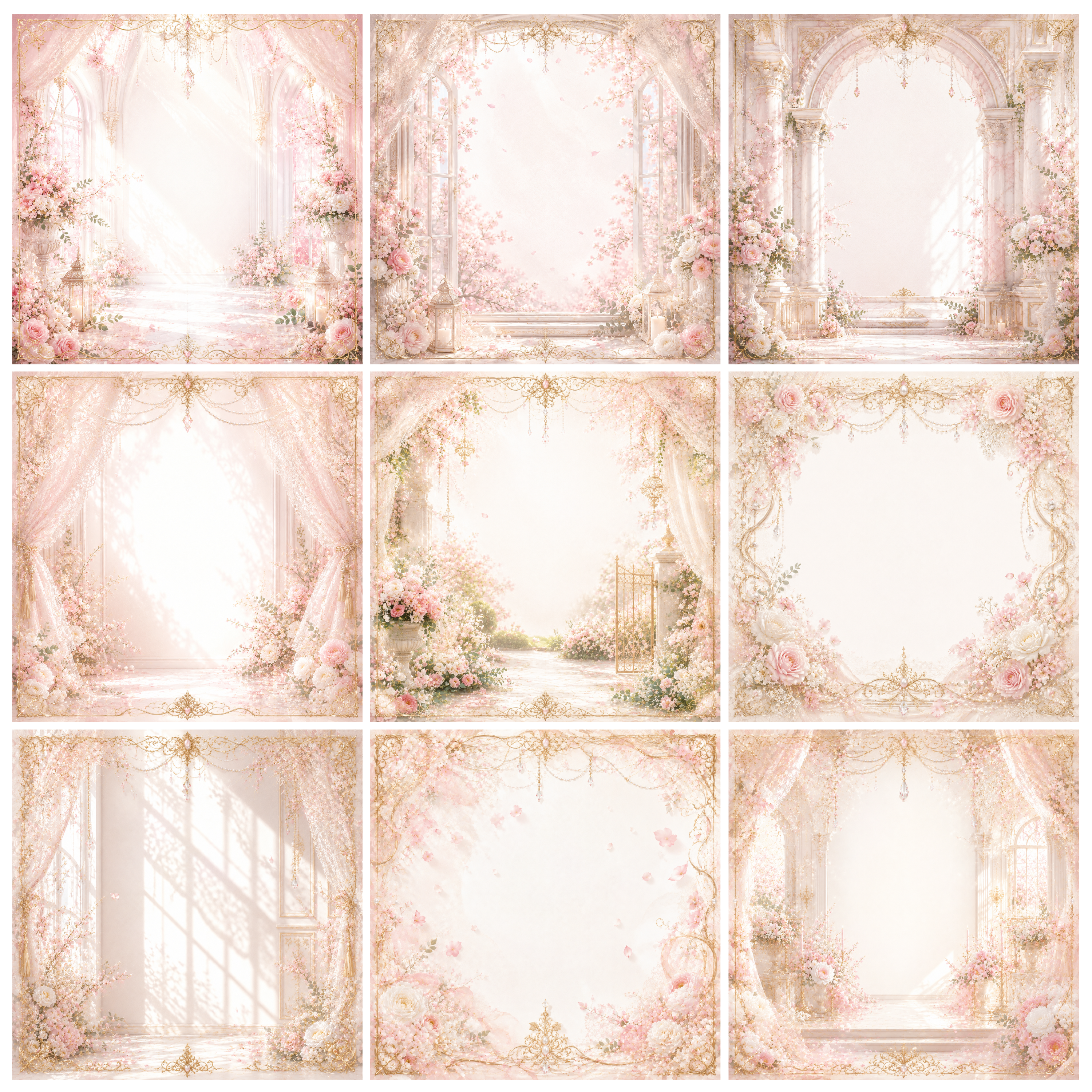 ピンクウェディングフレーム9選｜春の結婚式・桜色の無料イラスト素材【高画質PNG】94469に写真・文字を入れる