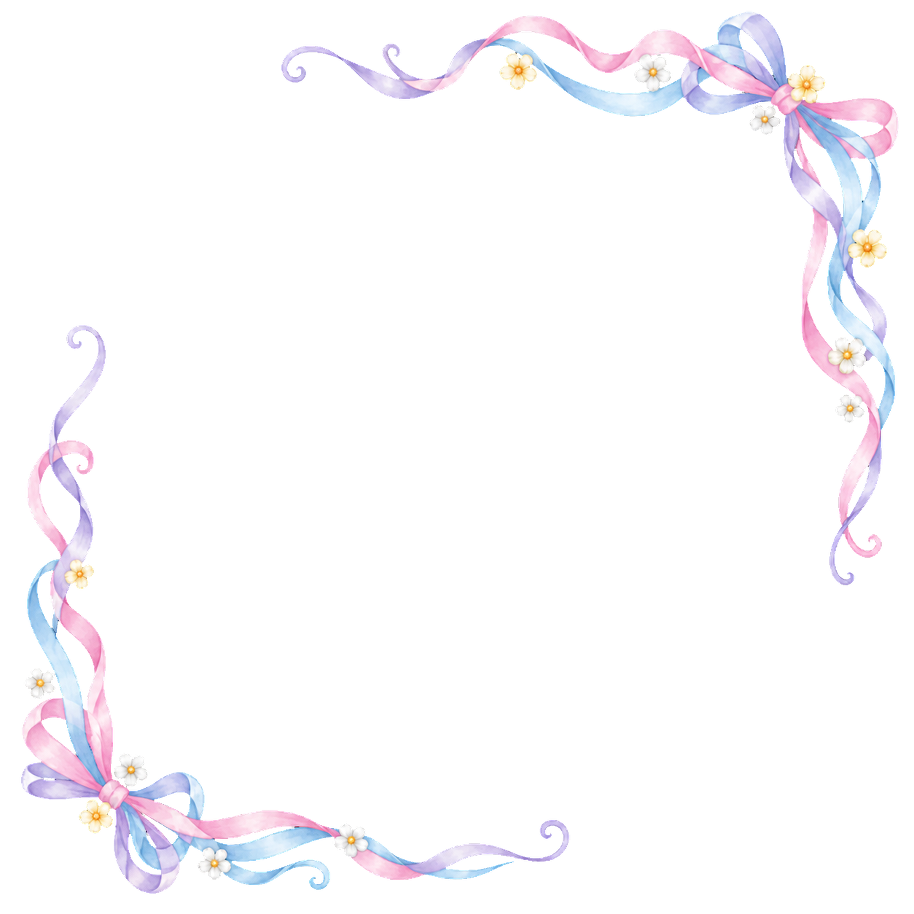 ふんわりリボンと小花の角飾りイラスト｜無料・高画質透過PNG素材94506に写真・文字を入れる