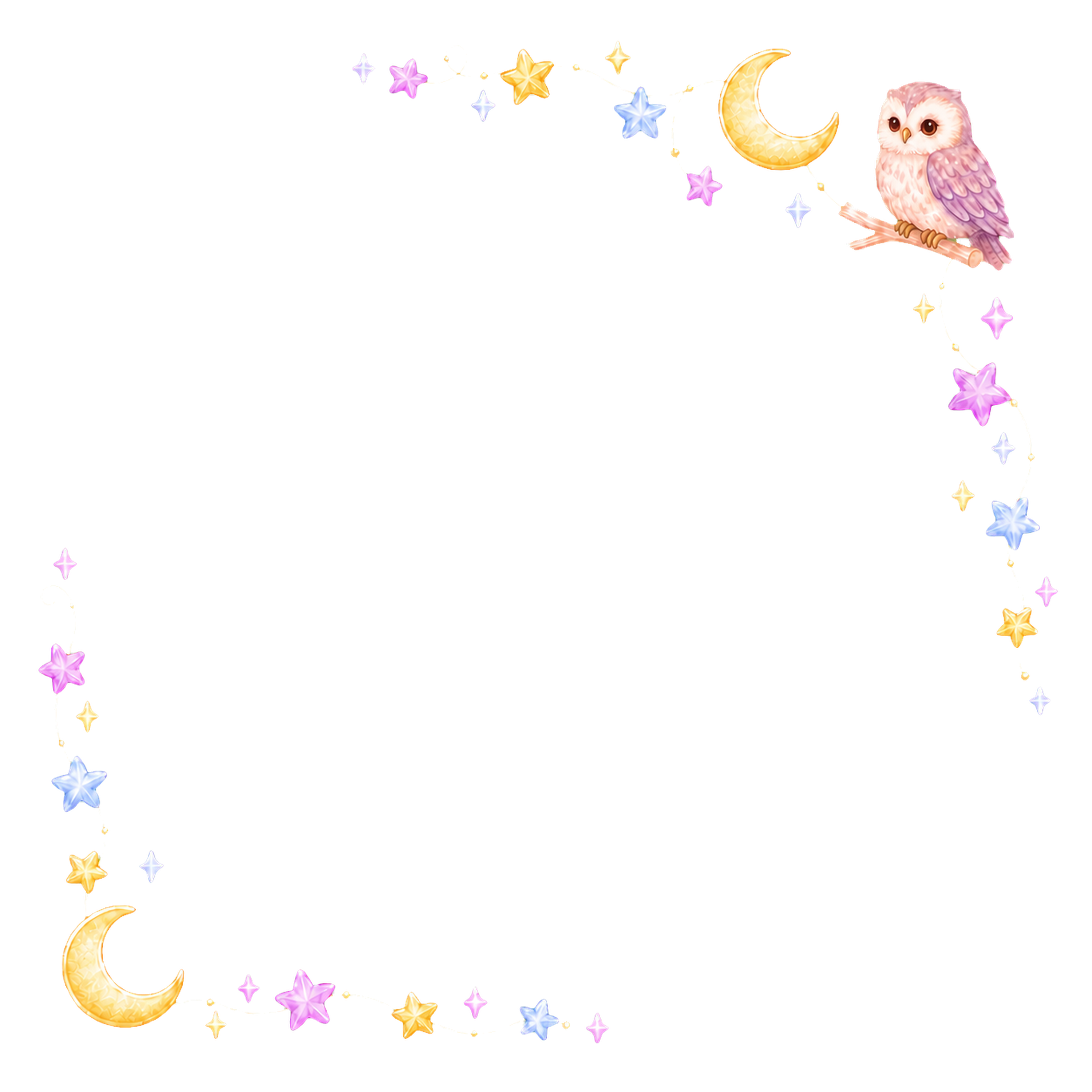 フクロウと小さな月の角飾りイラスト｜無料・背景透過の高画質PNG素材94512に写真・文字を入れる