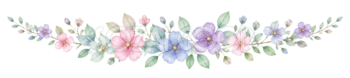 可愛いピンクと水色の小花の飾りライン｜見出し用の無料イラスト素材94539