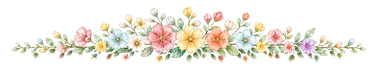 可愛いカラフルな花の飾りライン|カード・見出し用の無料イラスト素材94540