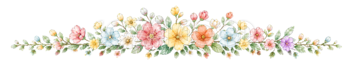 可愛いカラフルな花の飾りライン｜カード・見出し用の無料イラスト素材94540