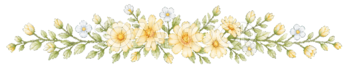 可愛い黄色いデイジーと白花の飾りライン｜見出し用の無料イラスト素材94543