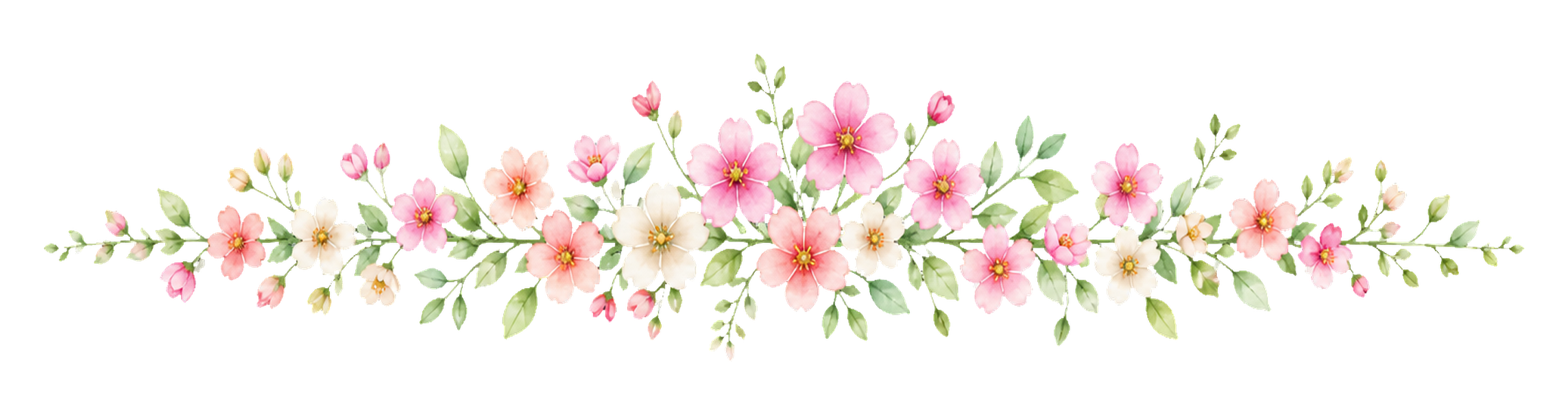 可愛いピンクの小花の飾りライン｜文字装飾用の無料イラスト素材94547に写真・文字を入れる