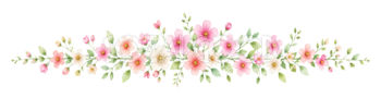 可愛いピンクの小花の飾りライン｜文字装飾用の無料イラスト素材94547