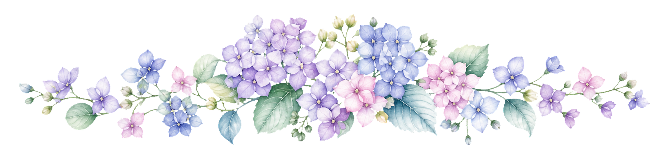 可愛い淡い紫陽花の飾りライン｜梅雨・初夏の無料イラスト素材94548に写真・文字を入れる