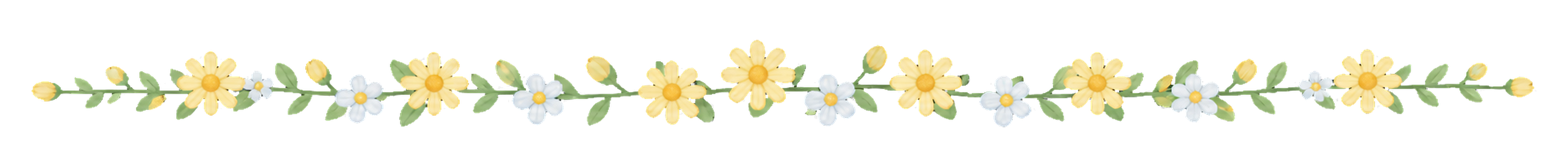 可愛い黄色いデイジーと小花のライン｜無料イラスト素材94562に写真・文字を入れる