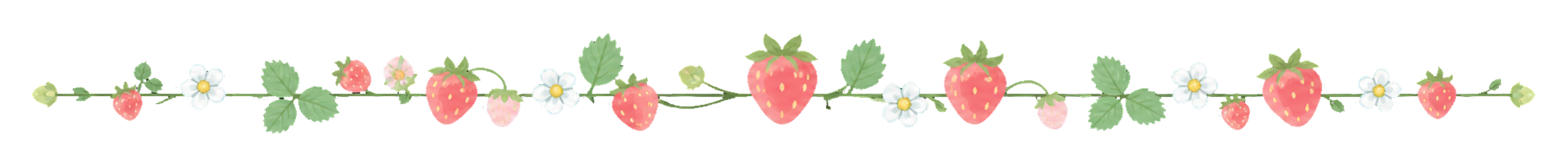 可愛い野いちごと小花のライン｜無料イラスト素材94566に写真・文字を入れる