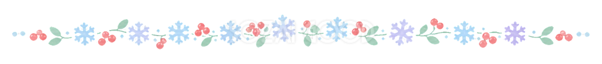 可愛い雪の結晶と赤い実の冬ライン｜無料イラスト素材94571