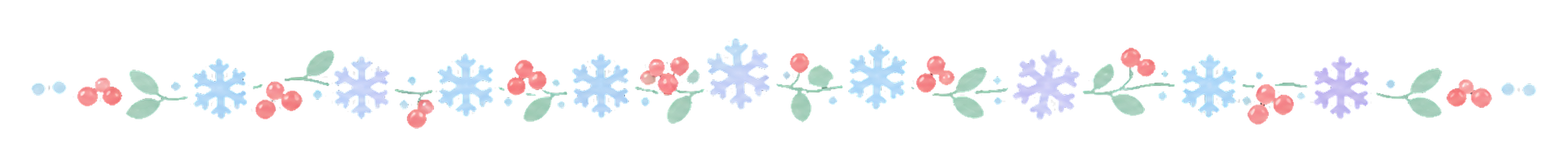 可愛い雪の結晶と赤い実の冬ライン｜無料イラスト素材94571に写真・文字を入れる