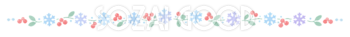 可愛い雪の結晶と赤い実の冬ライン｜無料イラスト素材94571