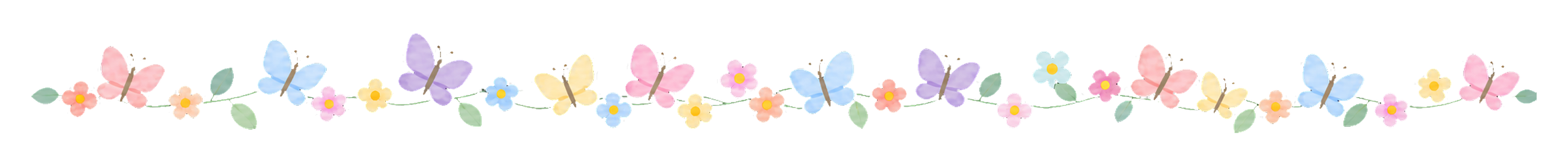 可愛いパステル蝶々と小花のライン｜無料イラスト素材94573に写真・文字を入れる