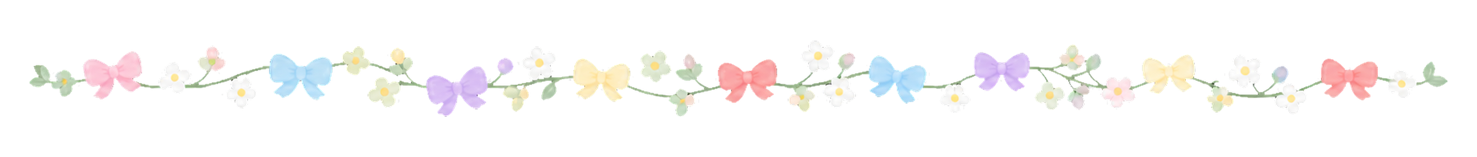 可愛いパステルリボンと小花のライン｜無料イラスト素材94574に写真・文字を入れる