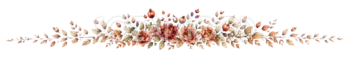 秋色の芍薬とローズヒップの飾り罫イラスト｜華やかな水彩ライン素材【無料】94638