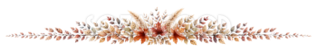 紅葉と赤い実とパンパスグラスの飾り罫イラスト｜秋の水彩素材【無料】94640
