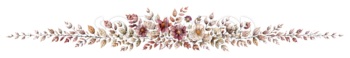 ボルドーの小花とオリーブの飾り罫イラスト｜繊細な水彩ライン素材【無料】94646