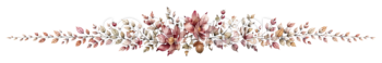 赤紫の花とユーカリの飾り罫イラスト｜上品な秋色水彩素材【無料】94647