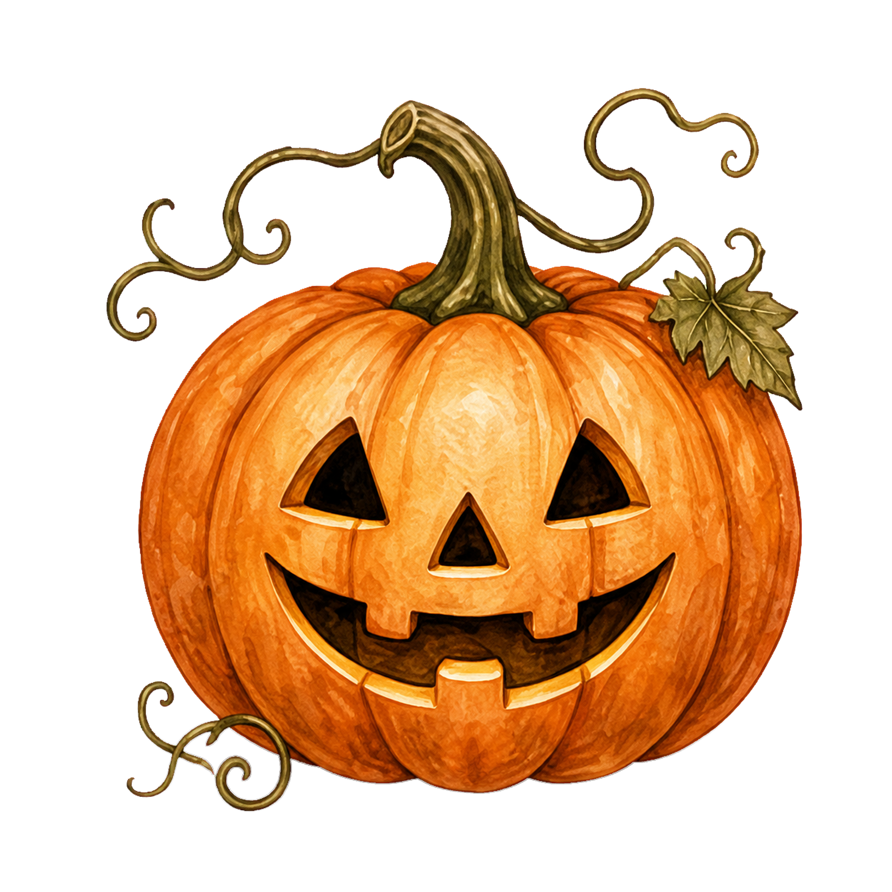 笑顔のジャックオランタンとつるのハロウィンイラスト｜無料素材94653に写真・文字を入れる