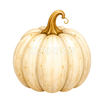 白いかぼちゃの上品なハロウィン水彩イラスト｜無料素材94655