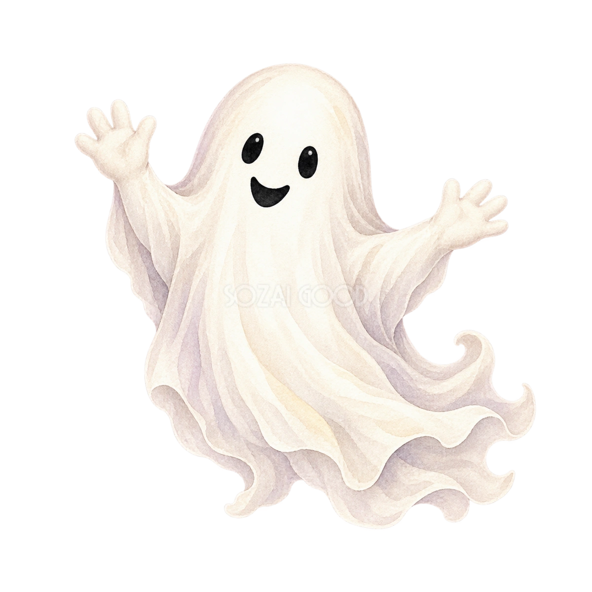 手を広げたかわいいおばけのハロウィンイラスト|無料素材94657