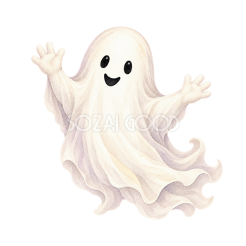 手を広げたかわいいおばけのハロウィンイラスト｜無料素材94657