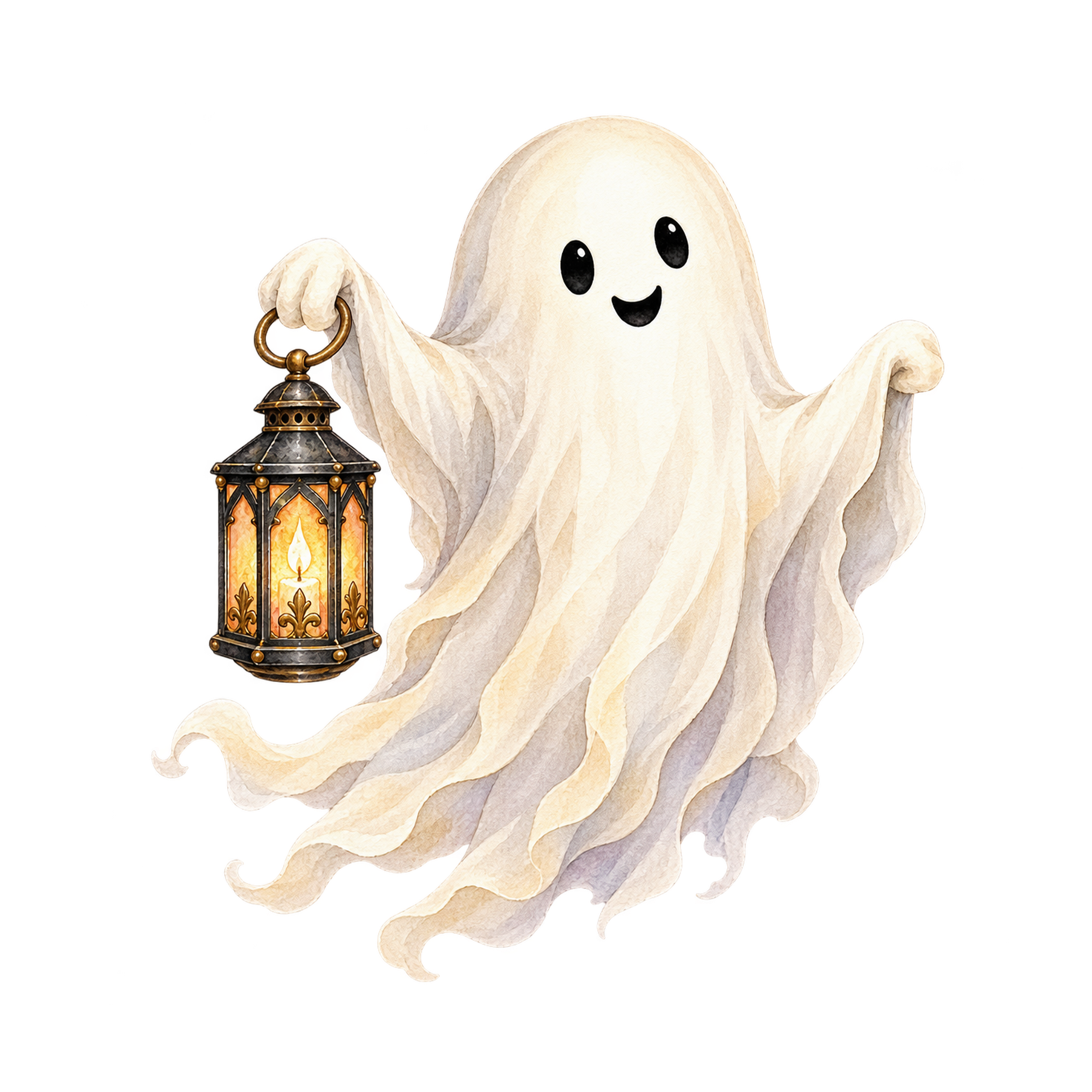 ランタンを持つかわいいおばけのハロウィンイラスト｜無料素材94658に写真・文字を入れる