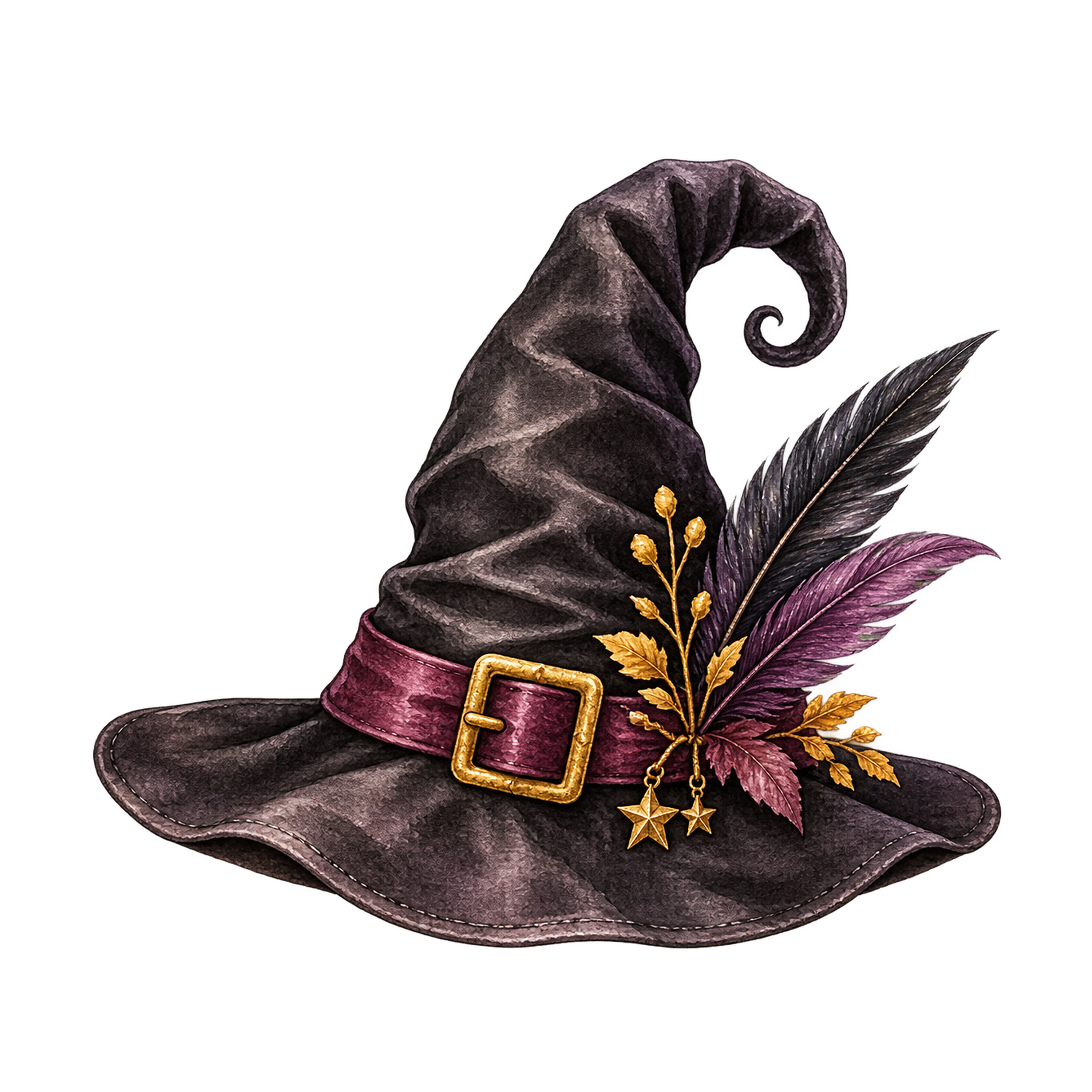 羽飾り付き魔女の帽子のハロウィンイラスト｜無料素材94660に写真・文字を入れる