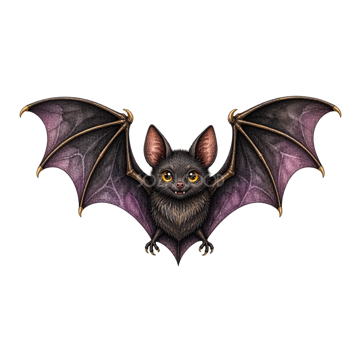 羽を広げたかわいいコウモリのハロウィンイラスト|無料素材94664