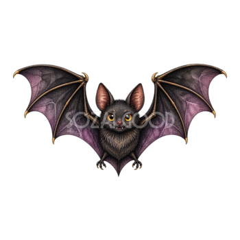 羽を広げたかわいいコウモリのハロウィンイラスト｜無料素材94664