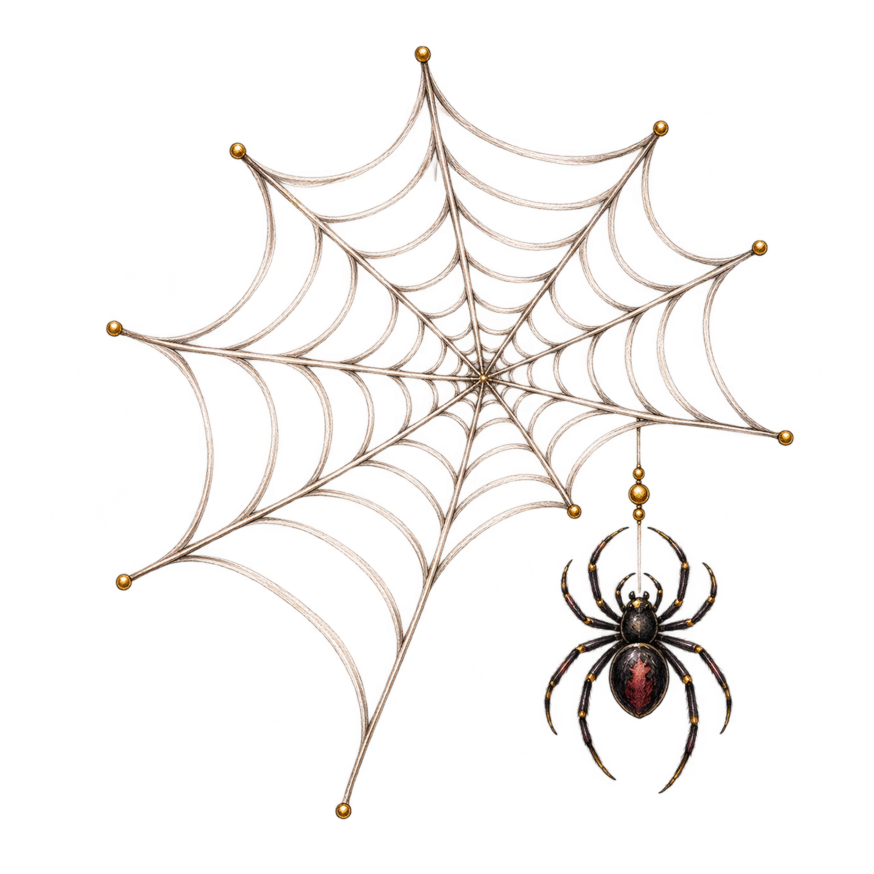 クモの巣と黒いクモのハロウィンイラスト｜無料素材94665に写真・文字を入れる