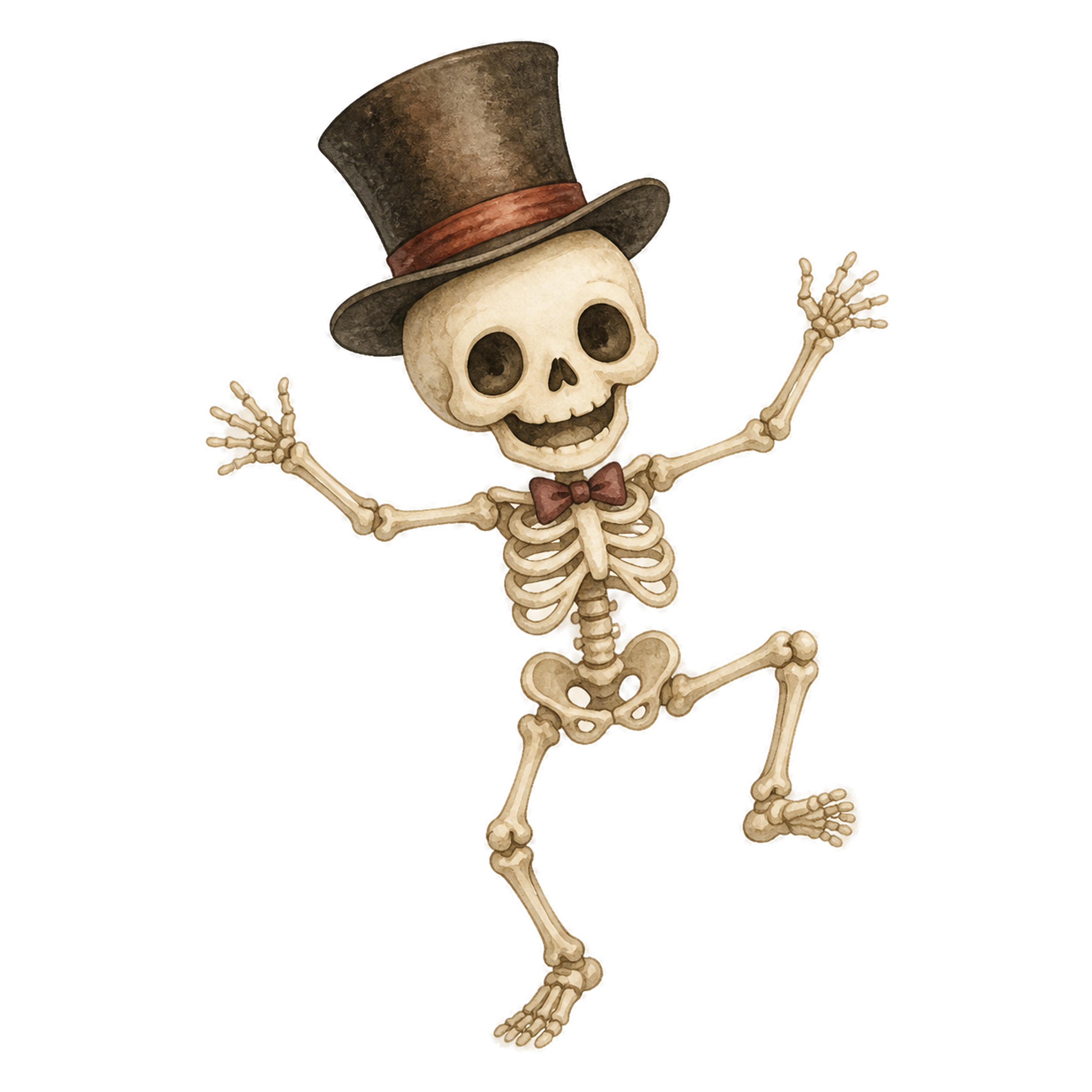 シルクハットで踊るかわいいガイコツのハロウィンイラスト素材（無料）94805に写真・文字を入れる