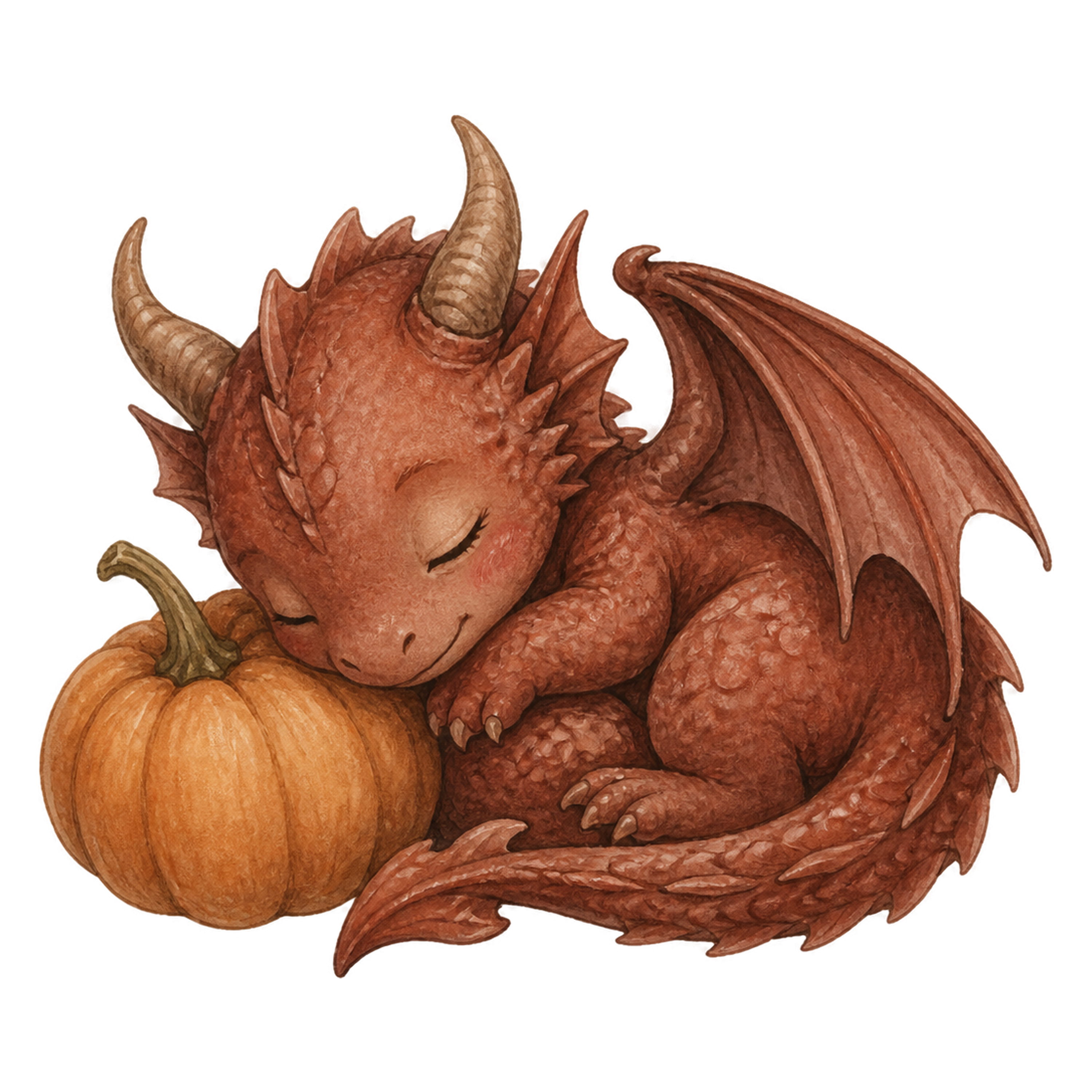 かぼちゃと眠るかわいい赤ちゃんドラゴンのハロウィンイラスト素材（無料）94811に写真・文字を入れる