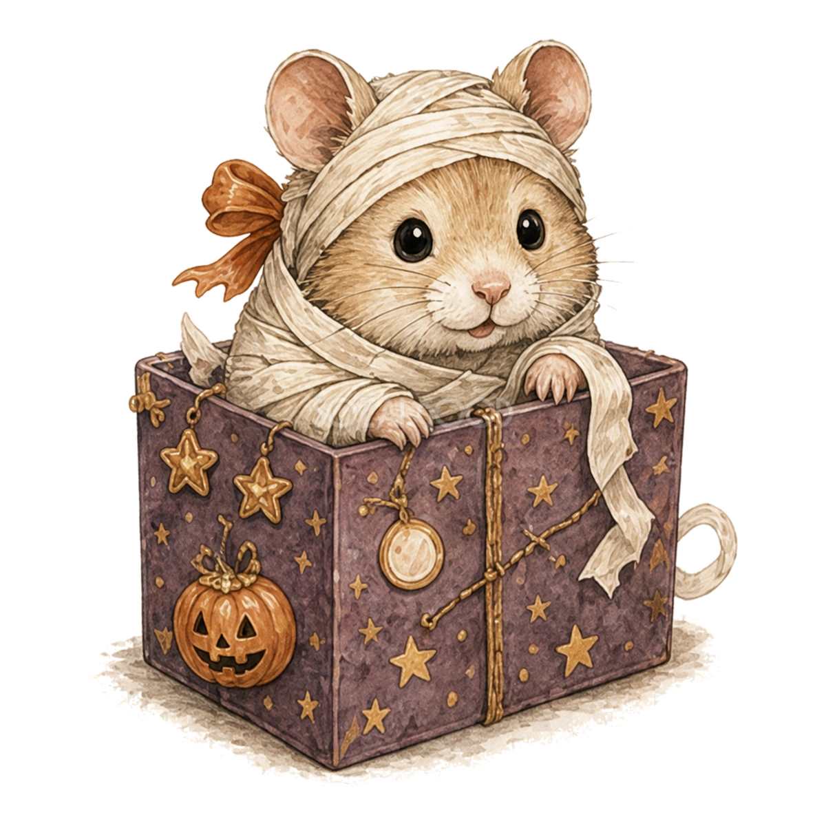 ミイラに仮装したハムスターのかわいいハロウィンイラスト94822