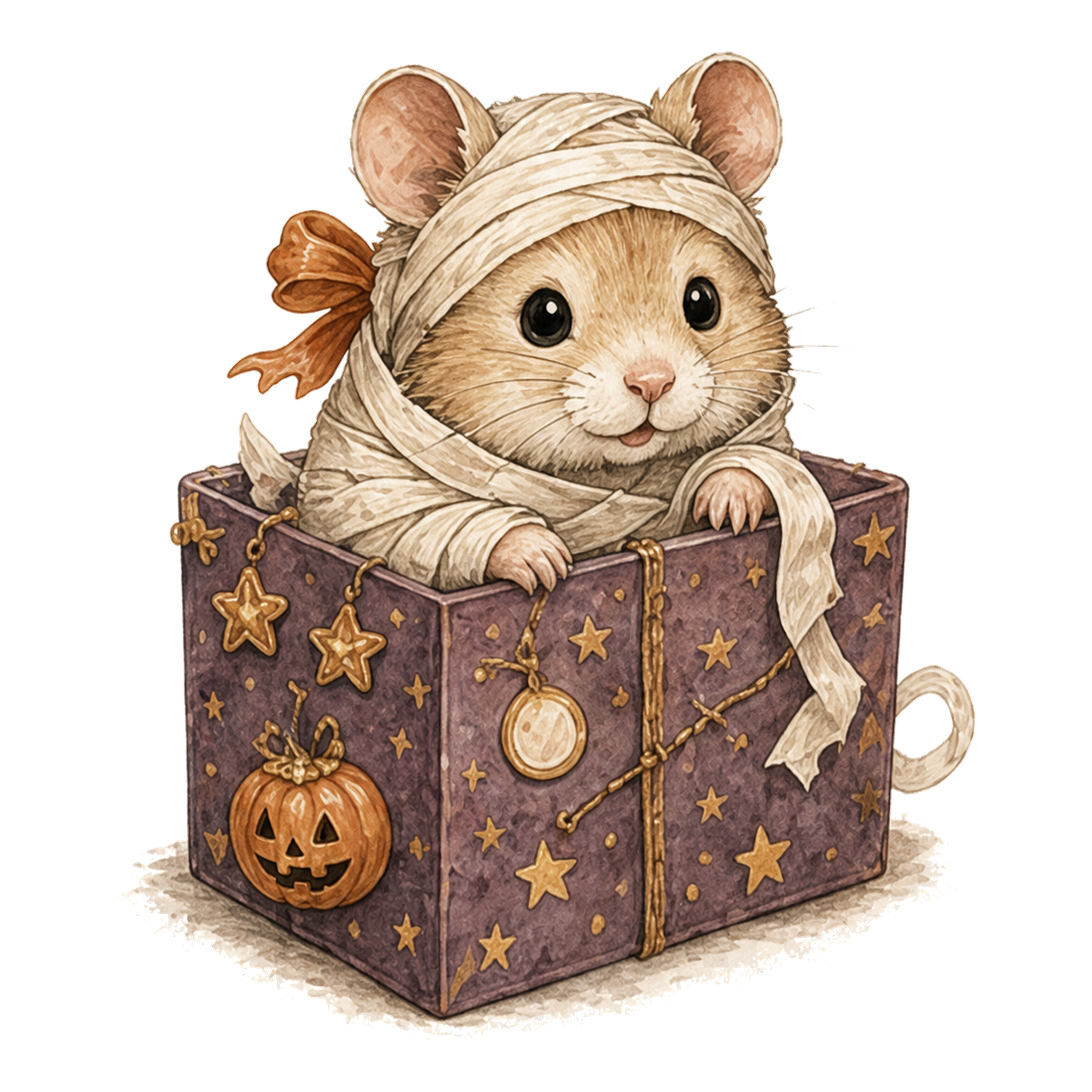 ミイラに仮装したハムスターのかわいいハロウィンイラスト94822に写真・文字を入れる