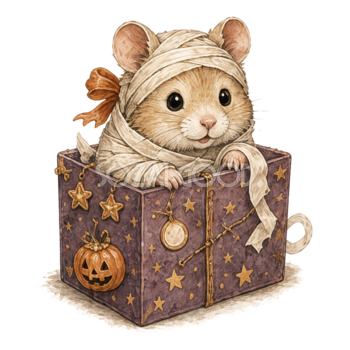 ミイラに仮装したハムスターのかわいいハロウィンイラスト94822