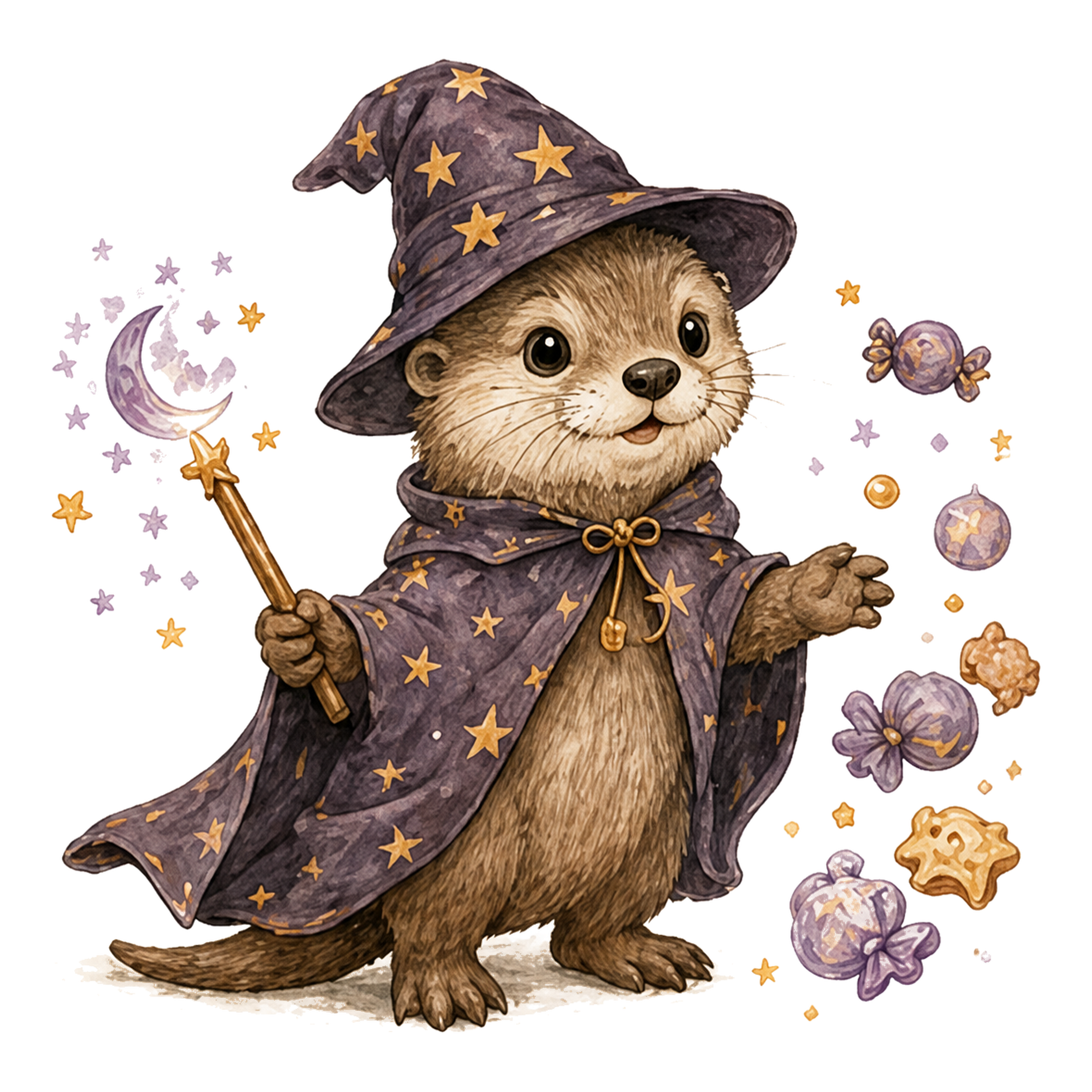 魔法使いのカワウソとお菓子のハロウィンイラスト94823に写真・文字を入れる
