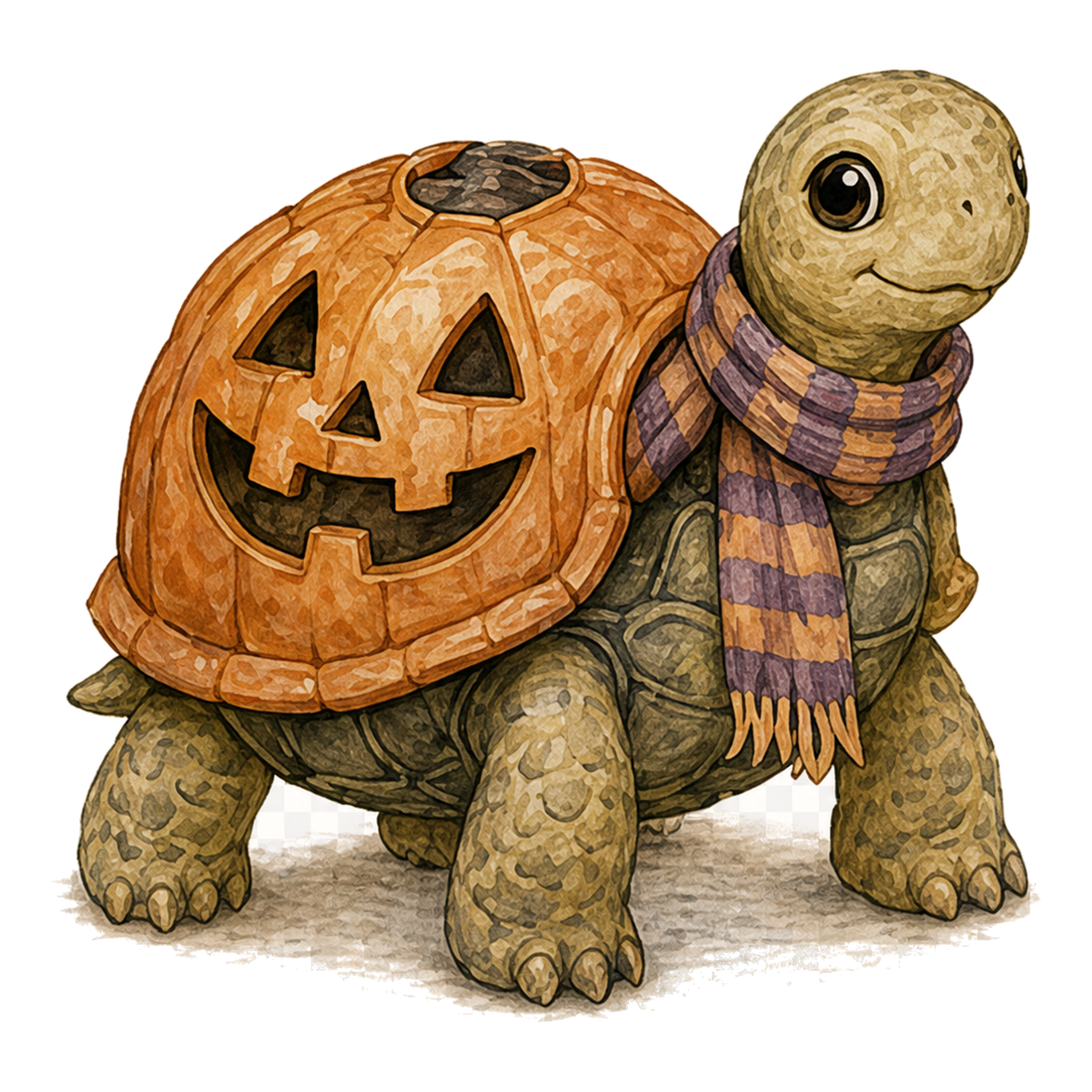 かぼちゃの甲羅を背負ったカメのハロウィンイラスト94832に写真・文字を入れる