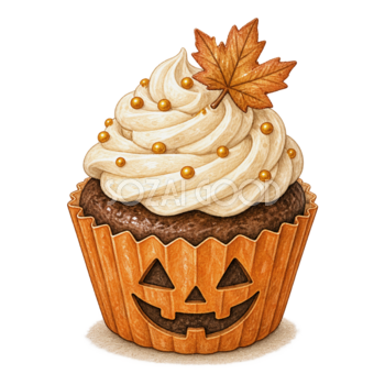 かぼちゃカップケーキのかわいいハロウィンイラスト94838