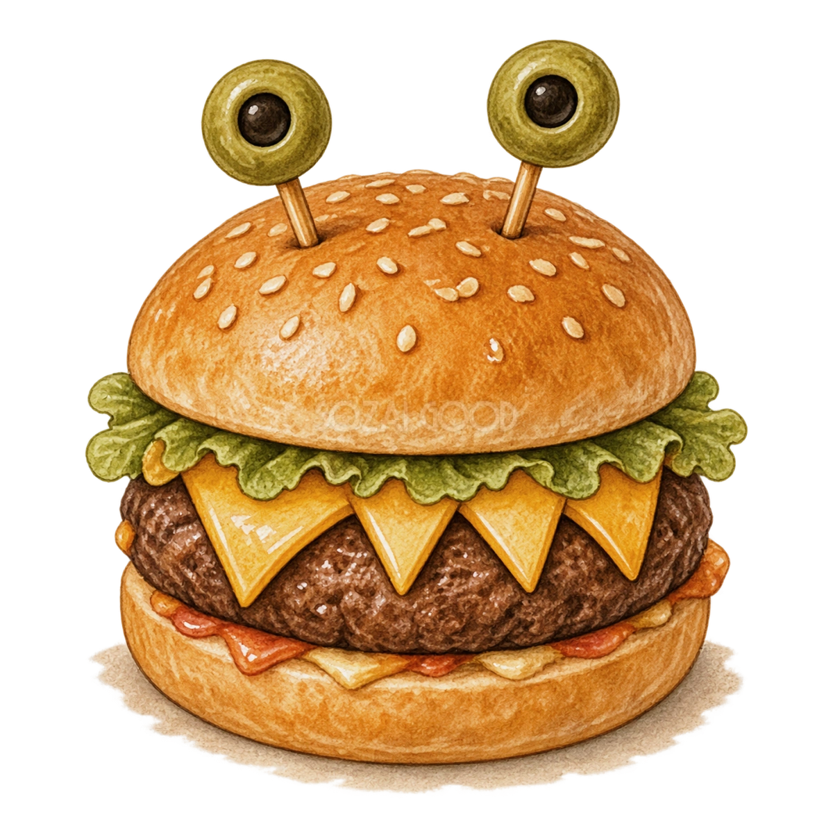 モンスターハンバーガーのかわいいハロウィンイラスト94843