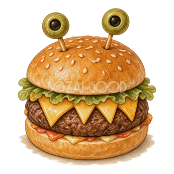 モンスターハンバーガーのかわいいハロウィンイラスト94843