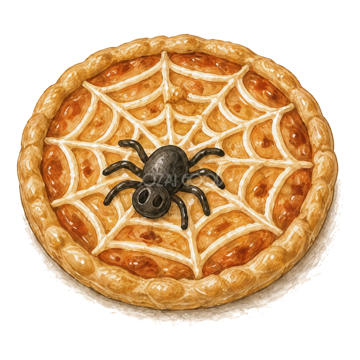 クモの巣ピザのハロウィンパーティー料理イラスト94844