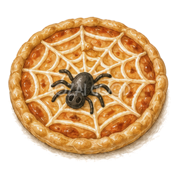クモの巣ピザのハロウィンパーティー料理イラスト94844