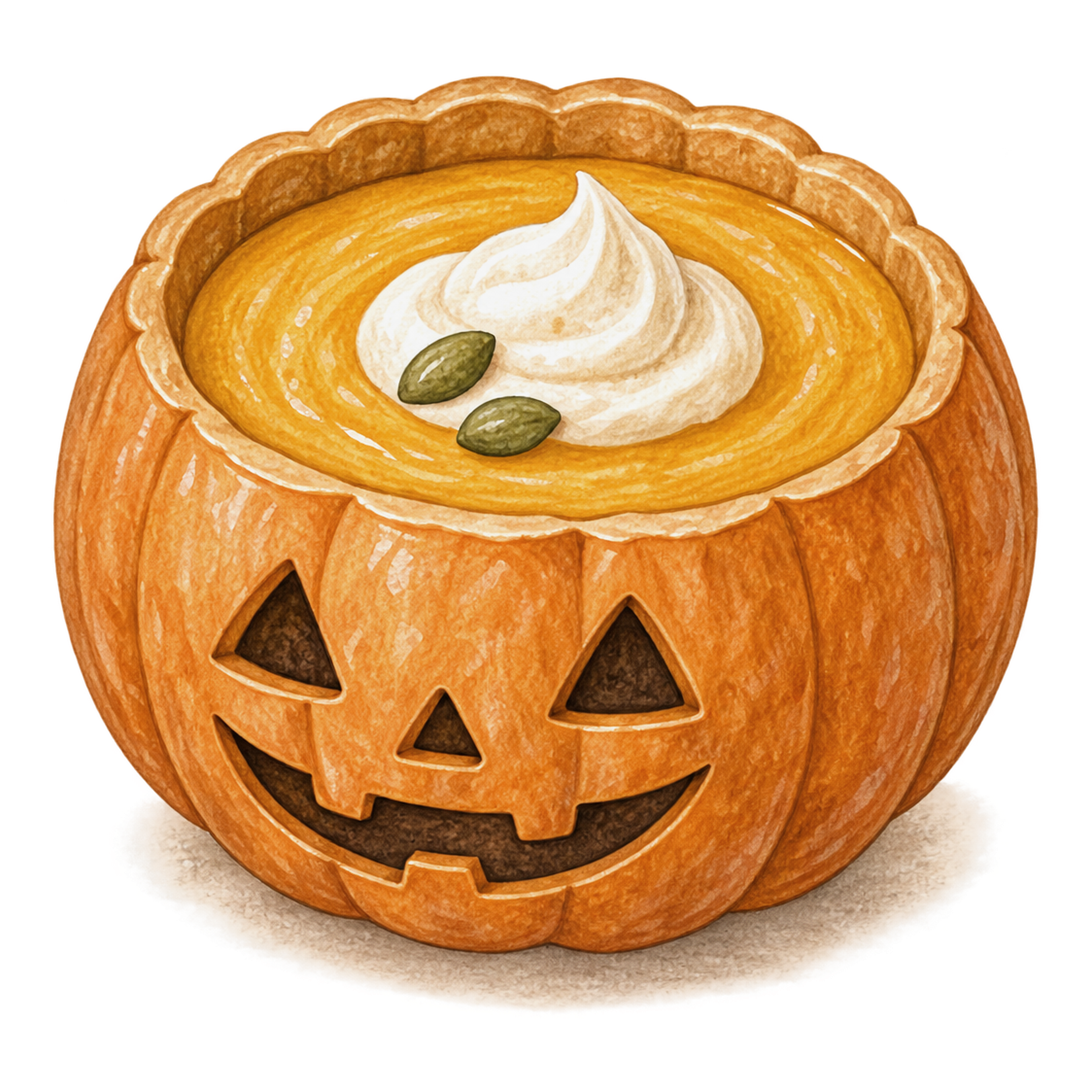 かぼちゃの器に入ったハロウィンスープのイラスト94845に写真・文字を入れる