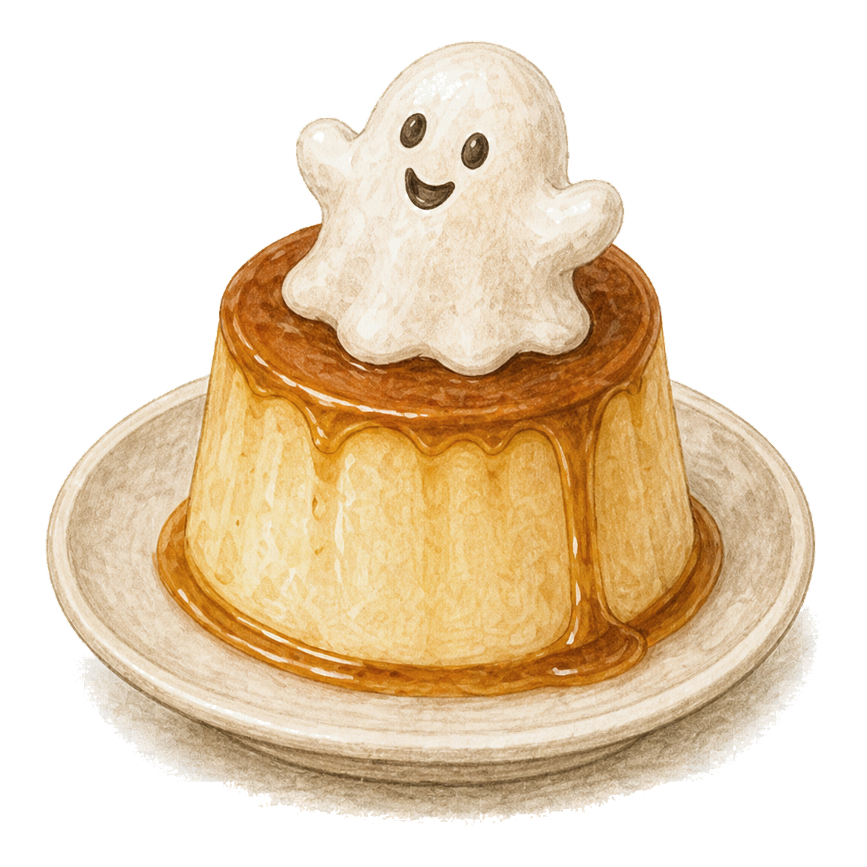 おばけを飾ったプリンのかわいいハロウィンイラスト94853に写真・文字を入れる