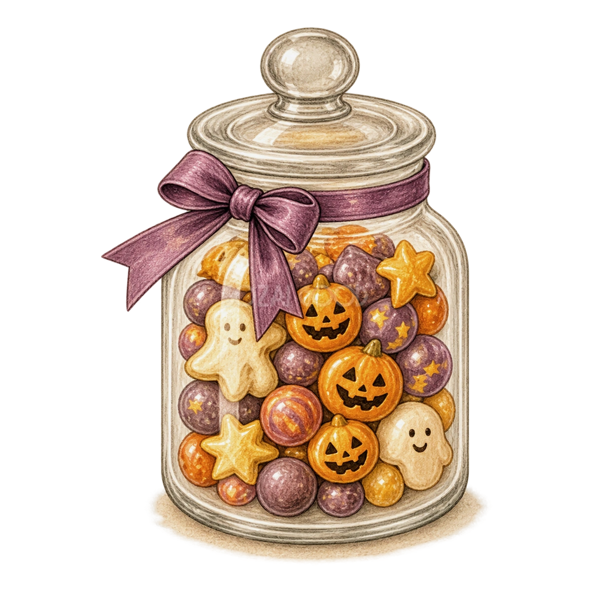 ハロウィンのお菓子を詰めたキャンディー瓶のイラスト94855