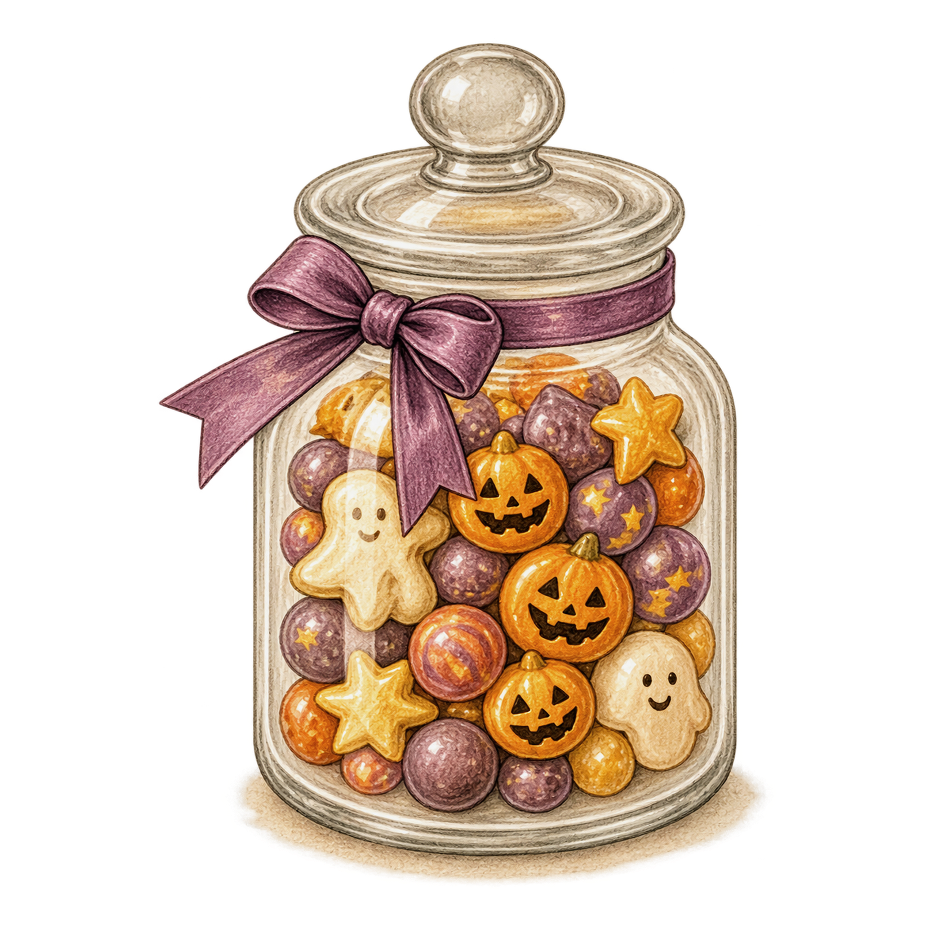 ハロウィンのお菓子を詰めたキャンディー瓶のイラスト94855に写真・文字を入れる