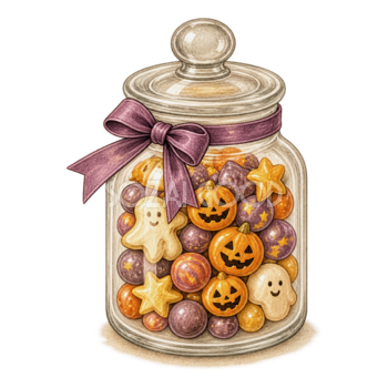ハロウィンのお菓子を詰めたキャンディー瓶のイラスト94855