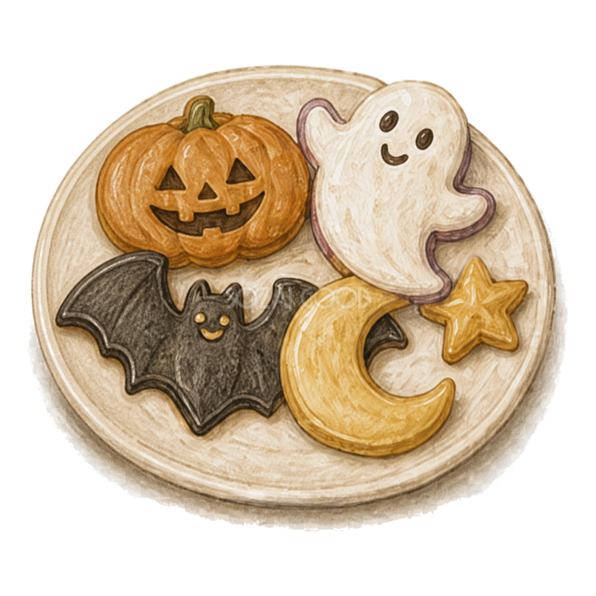 かぼちゃ・おばけ・コウモリのハロウィンクッキーイラスト94856