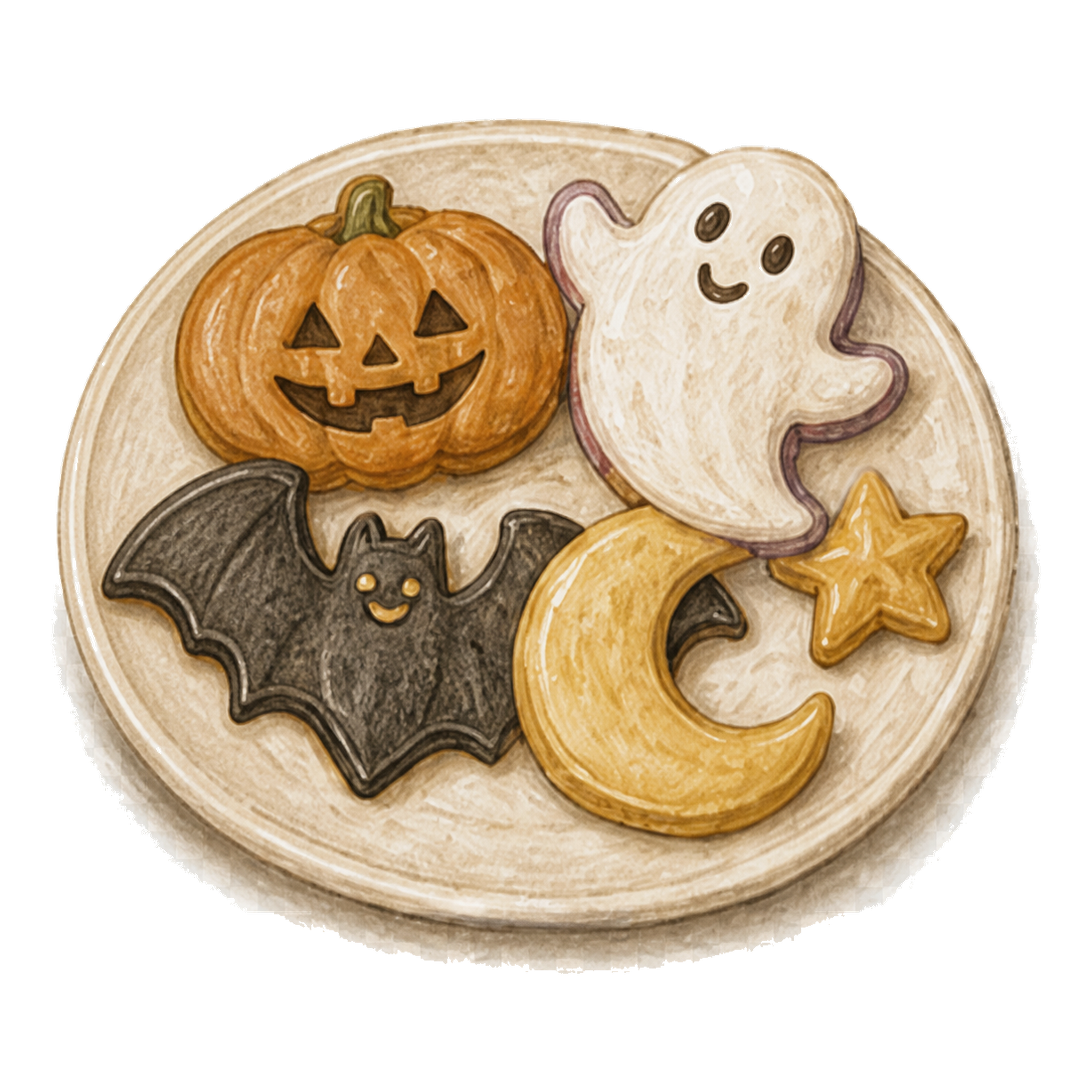 かぼちゃ・おばけ・コウモリのハロウィンクッキーイラスト94856に写真・文字を入れる