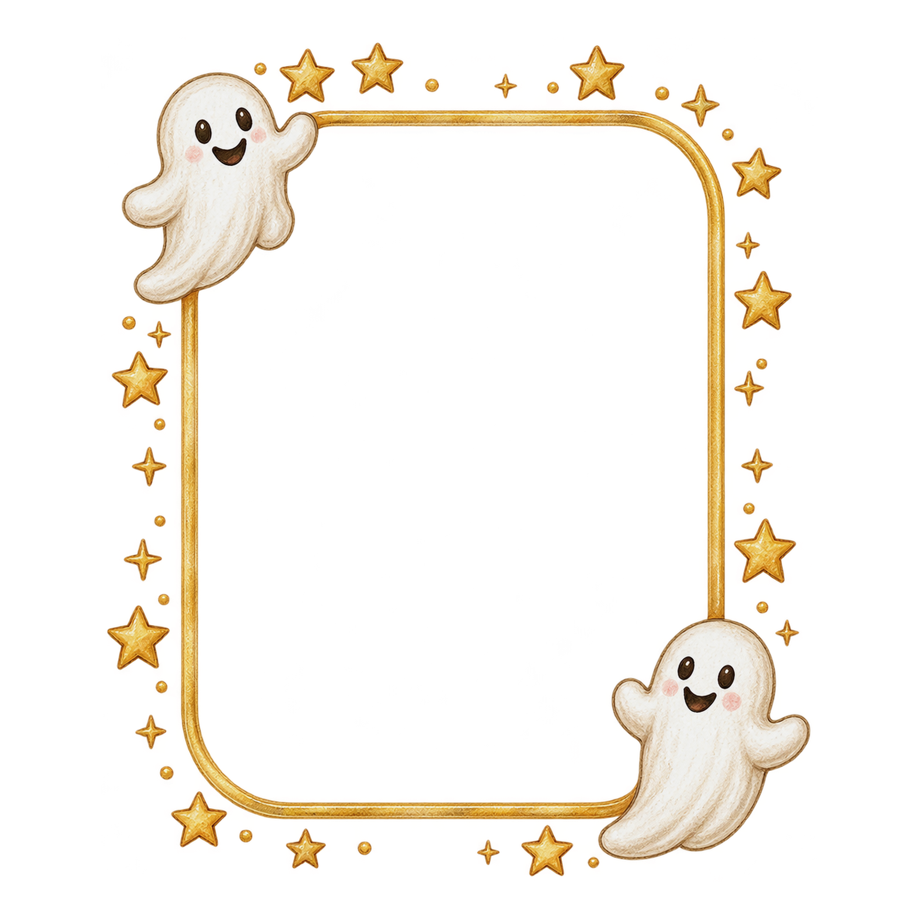 おばけと星のかわいいハロウィン四角フレームイラスト素材（無料）94860に写真・文字を入れる